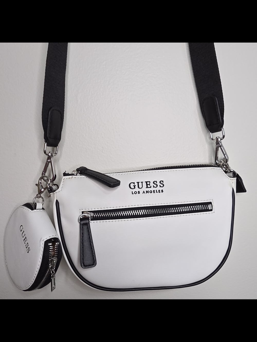 GUESS Los Angeles White Crossbody Bag with Coin Pouch